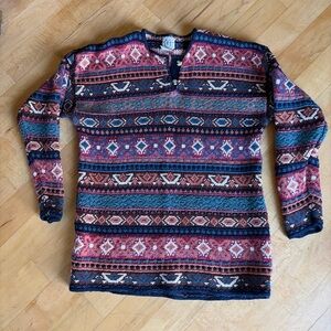 Ivy Vintage Indie Sweater Retro Patterned Sz M